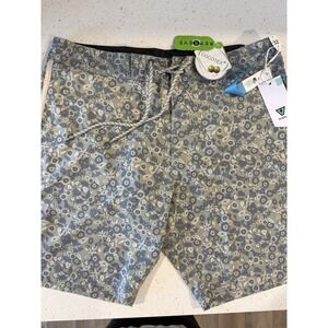 Vissla Boardshorts Swim Trunks Men's Size 32 Cream Green Floral NWT